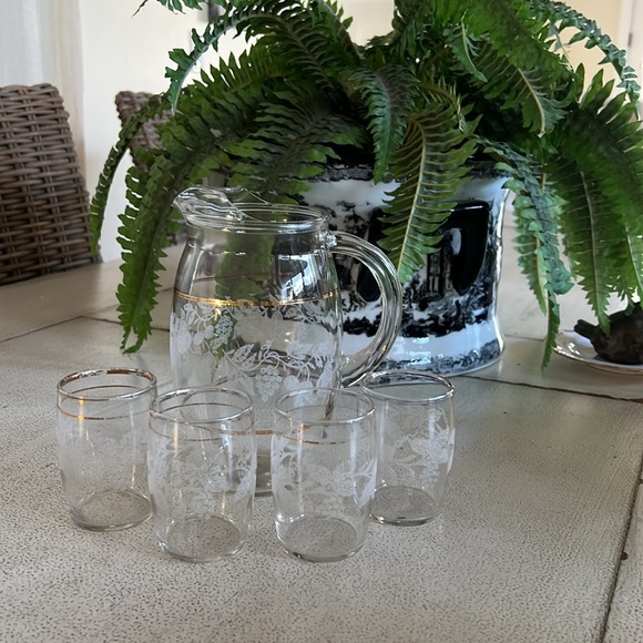 Vintage Bartlett Collins Cocktail Pitcher & juice glasses - Picture 6 of 8